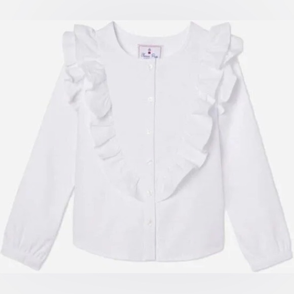 FINAL PRICE Classic Prep White Ruffle Blouse